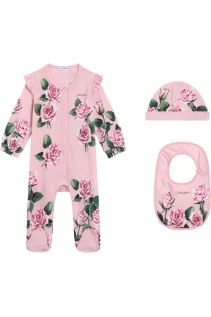 Dolce & Gabbana Romper en muts met bloemenprint
