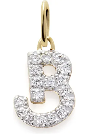 Monica Vinader 14kt geelgouden halsketting met B bedel