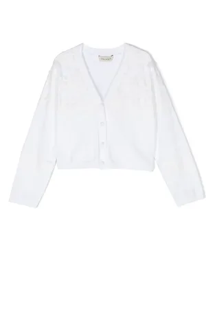 Twin-Set Vest met logoplakkaat en bloemenkant