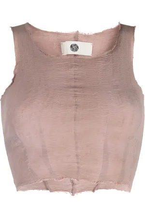 MARC LE BIHAN Gerafelde cropped top met ronde hals
