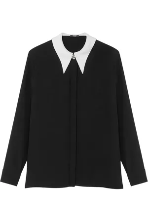 VERSACE Zijden crêpe blouse met contrasterende kraag