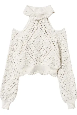 Twin-Set Cropped trui met opengewerkte gebreide