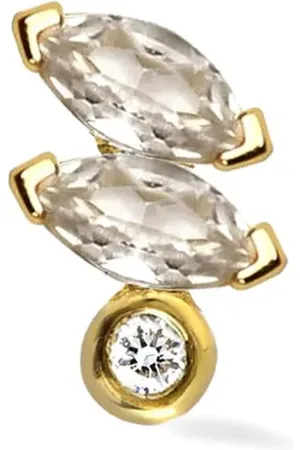 Lark & Berry 14kt geelgouden Veto oorbel met saffier en diamant