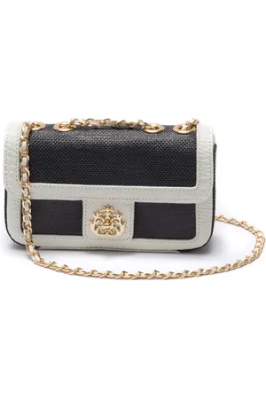Isla Ibiza Anne stro crossbodytas met leren afwerking