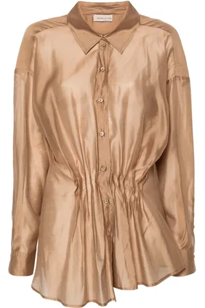 BLANCA Geplooide blouse met gespreide kraag