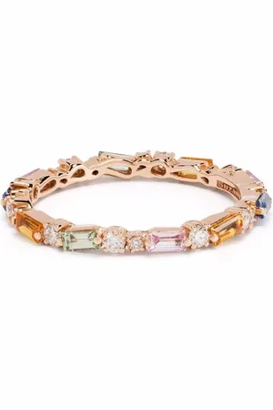 Suzanne Kalan 18kt roségouden Rainbow ring met saffier en diamant