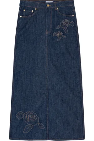 Ganni Rose denim maxi