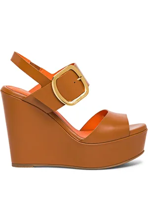 santoni Leren sandalen met sleehak