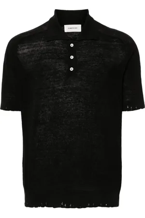 Atomofactory Gebreid poloshirt met gerafeld effect