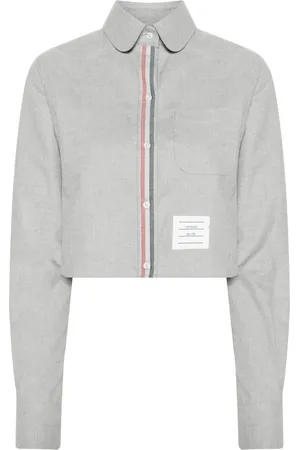 Thom Browne Katoenen cropped blouse met ronde kraag