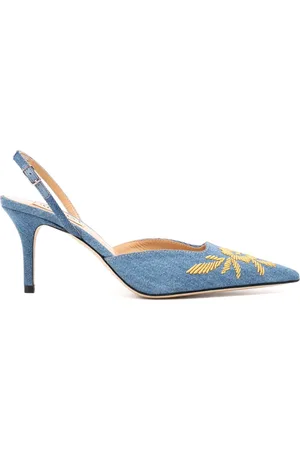 Arteana 75mm Verona denim pumps met borduurwerk