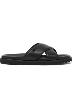 VERSACE Leren slippers met logo
