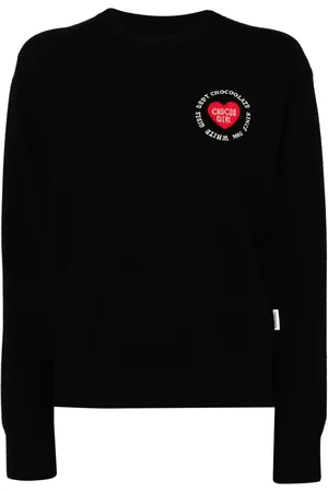 Chocoolate Geribbelde intarsia trui met logo