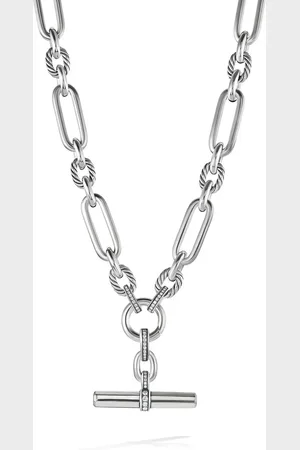 David Yurman Sterlinge zilveren Lexington schakelhalsketting met diamant (9,8 mm)
