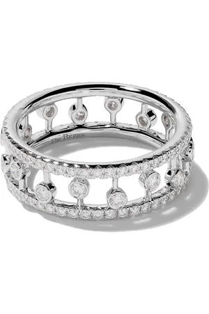 De Beers 18kt witgouden Dewdrop ring met diamant