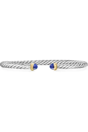 David Yurman 14kt geelgouden en Sterling zilveren Modern Cable lapis lazuli armband (4mm)
