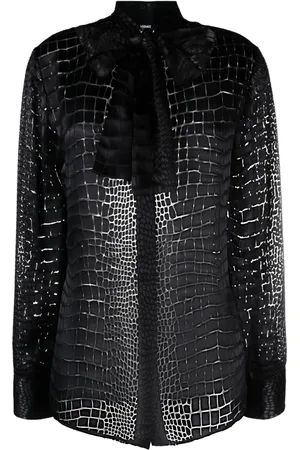 VERSACE Blouse met sjaalstrik en krokodillen