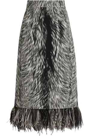 Dolce & Gabbana Rok van imitatiebont met veren afwerking