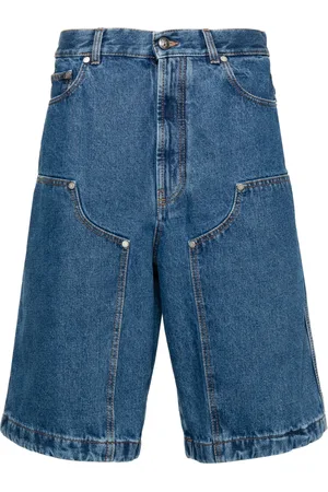 Palm Angels Denim shorts met monogram