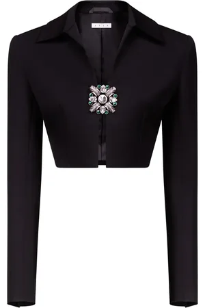 AREA Cropped jack met kristallen broche