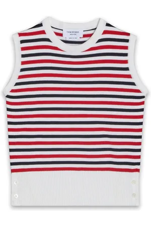 Thom Browne Gestreepte ribgebreide mouwloze top