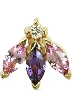 Lark & Berry 14kt geelgouden Blossom oorbel met saffier
