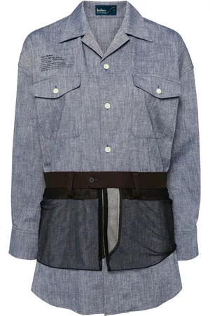 Kolor Chambray blouse verfraaid met tule