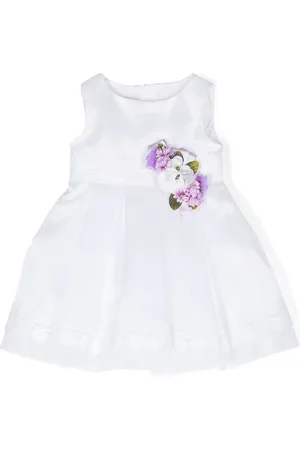 COLORICHIARI Gelaagde organza jurk met bloemapplicatie