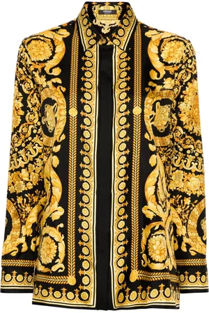 VERSACE Zijden overhemd met barokprint