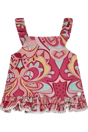 Guess Top met abstracte print en ruches