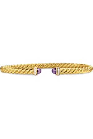 David Yurman 18kt geelgouden Cablespira Flex® armband met amethist en diamant (4mm)