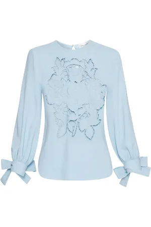 Oscar de la Renta English Rose georgette blouse met uitgesneden details