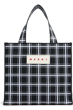 Marni Geruite shopper met logo