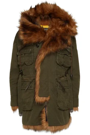 Dsquared2 Trenchcoat van imitatiebont