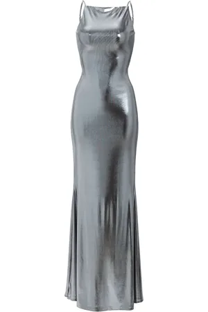 Retrofete Romilly metallic avondjurk met open rug