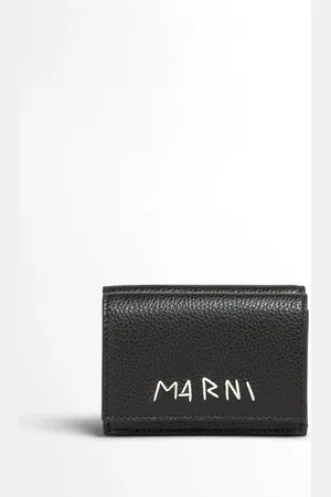 Marni Leren portemonnee met geborduurd logo