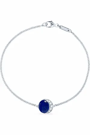 David Morris 18kt witgouden Fortuna lapis lazuli armband met diamant