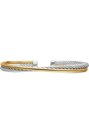 David Yurman 18kt geelgouden en sterling zilveren Crossover armband (3mm)