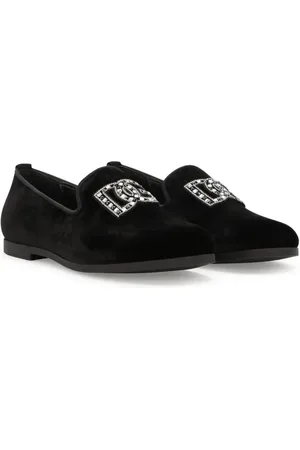 Dolce & Gabbana Fluwelen slippers verfraaid met stras