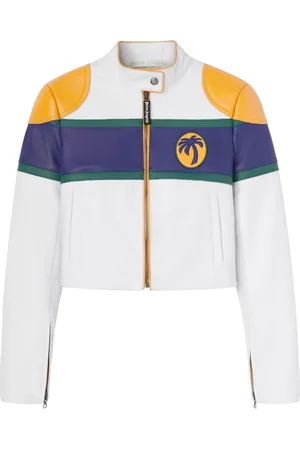 Palm Angels Leren bikerjack met logo
