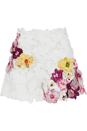 Oscar de la Renta Shorts met geborduurde orchidee