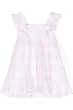 PATACHOU Geruite katoenen broderie anglaise jurk