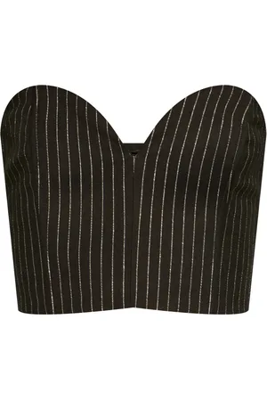 Gestuz Lurex cropped top met krijtstreep
