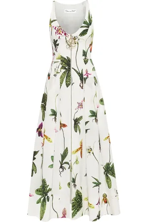 Oscar de la Renta Orchid popeline jurk met rits