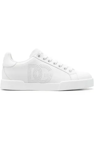 Dolce & Gabbana Portofino leren sneakers met geperforeerd logo