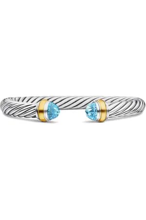 David Yurman 14kt geelgouden en sterling zilveren Cable Classics armband (7mm)