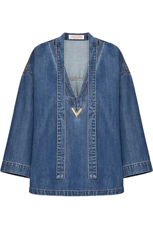 VALENTINO GARAVANI Denim blouse met V