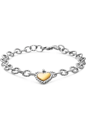 David Yurman 18kt geelgouden en sterling zilveren Cable Collectibles Cookie Classic Heart armband (4.5mm)