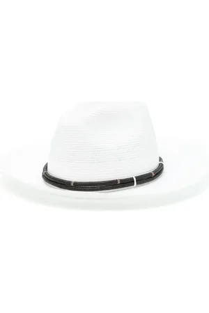 Brunello Cucinelli Leren fedora hoed met band