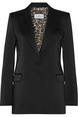 Philipp Plein Satijnen blazer met kristallen doodskop